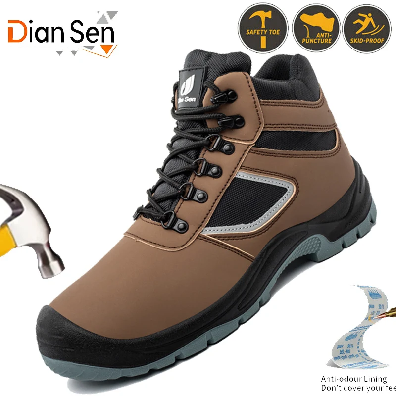 

Мужские защитные ботинки со стальным носком, противоударные, противопрокольные ботинки, нескользящая походная обувь, водонепроницаемые ботинки, неразрушимая обувь