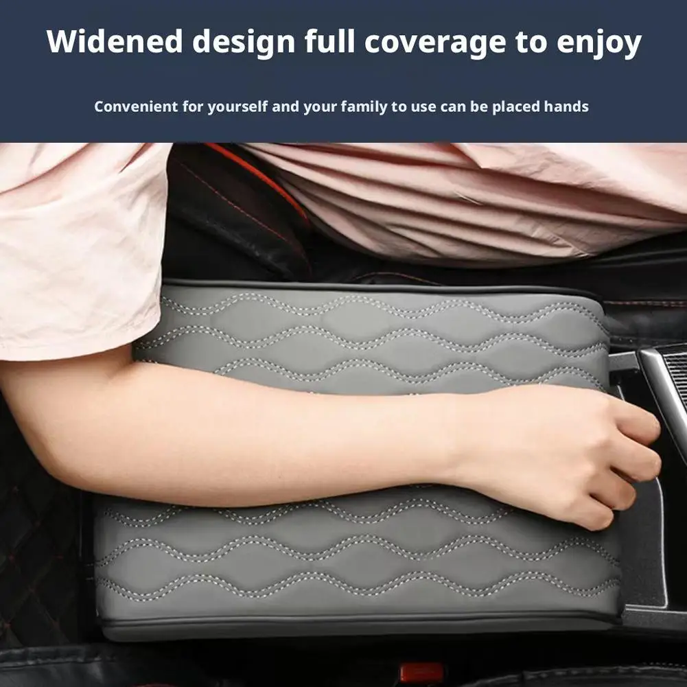 موجة التطريز بولي Leather الجلود مسند ذراع السيارة حصيرة مركز وحدة التحكم حماية حامي التخزين مع مسند الذراع وسادة غطاء صندوق السيارات Cushi J9H6