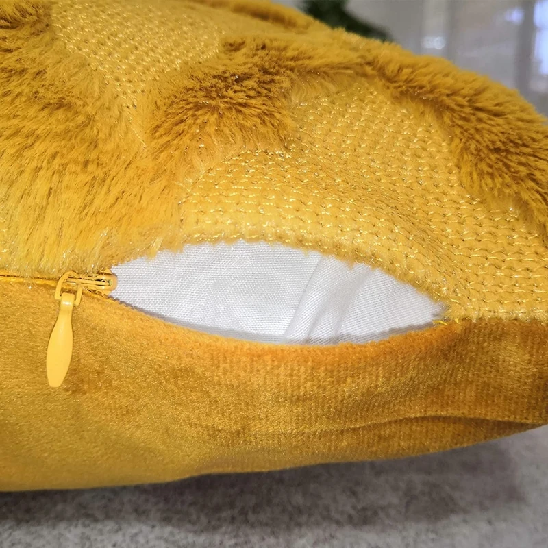 Weiche Plüschwolle Dekokissenbezüge Luxus-Stil Kissenbezüge Europäische Kissenhülle für Sofa Schlafzimmer Creme Khaki Weihnachten – Detail 5