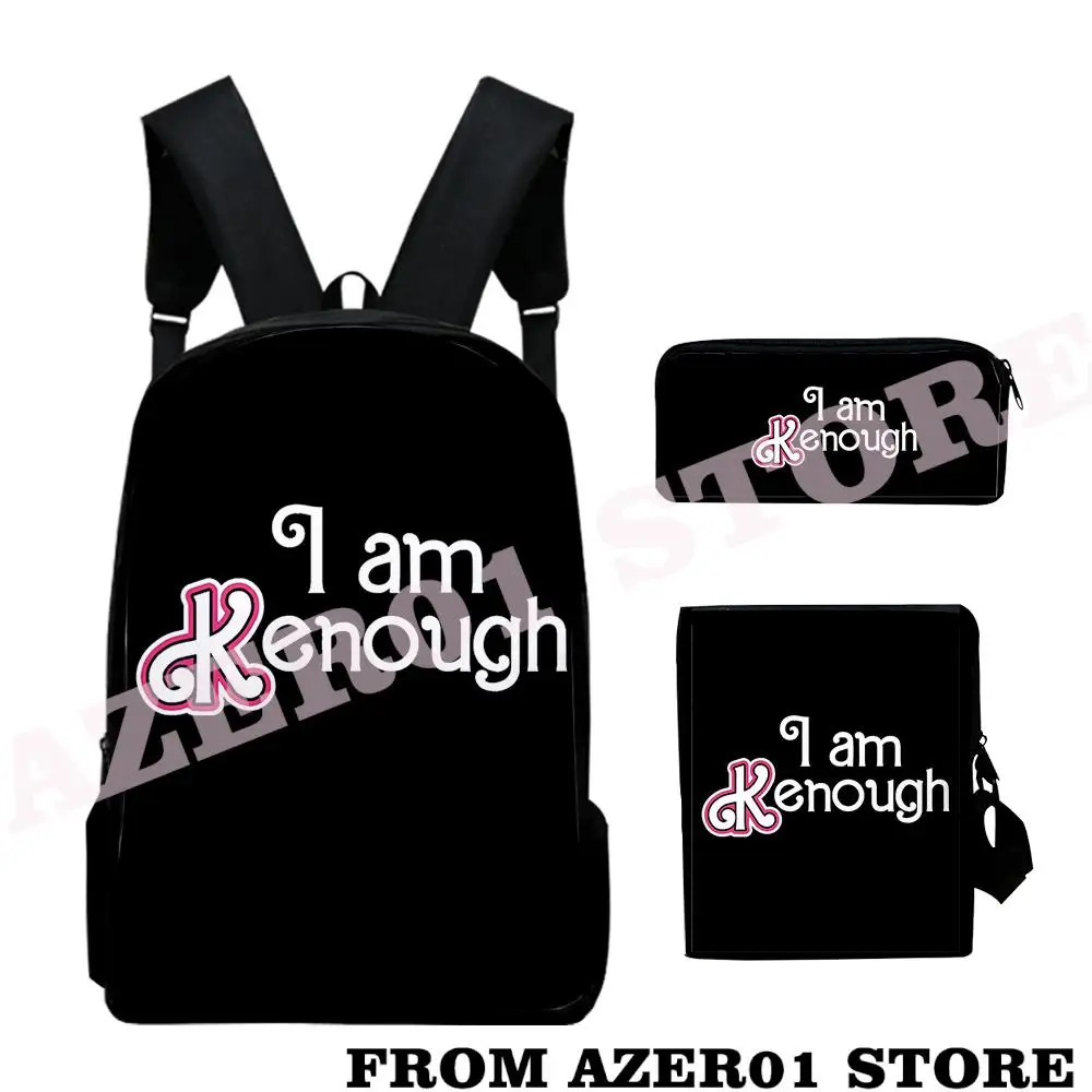 I Am Kenough Merch Backpack Rucksack Cosplay Zip Pack Schoolbag Daypacks Travel Bag Fashion Three Piece Set