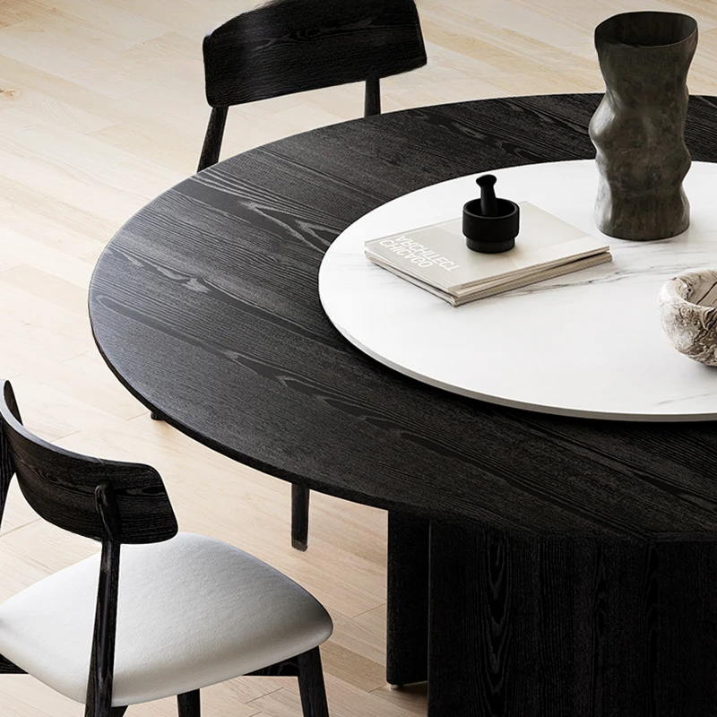 Table de Salle à Manger Extensible, Console Ronde Industrielle Moderne, Meuble Esstisch pour Restaurant, 4 Chaises, OK50CZ