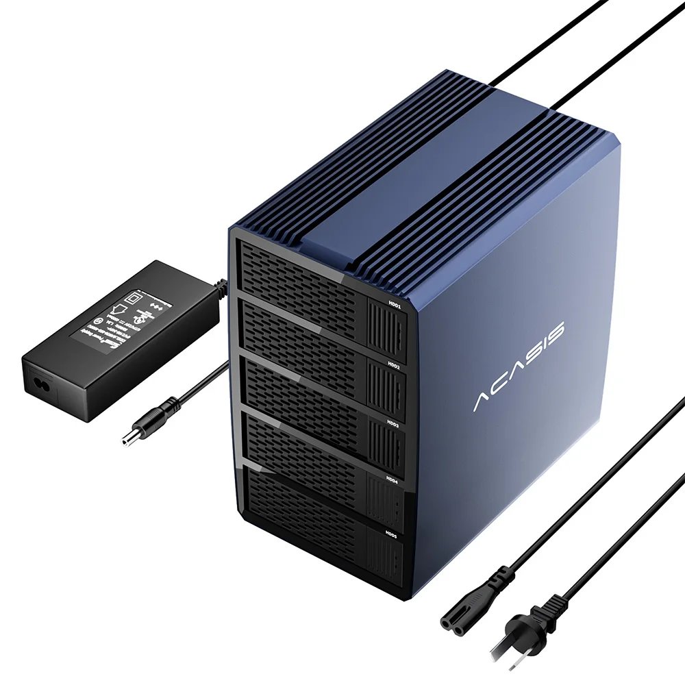 For 20Gbps 5-Bay 2.5/3.5 Inch USB-C to SATA Aluminum HDD RAID Enclosure with 6 RAID Modes