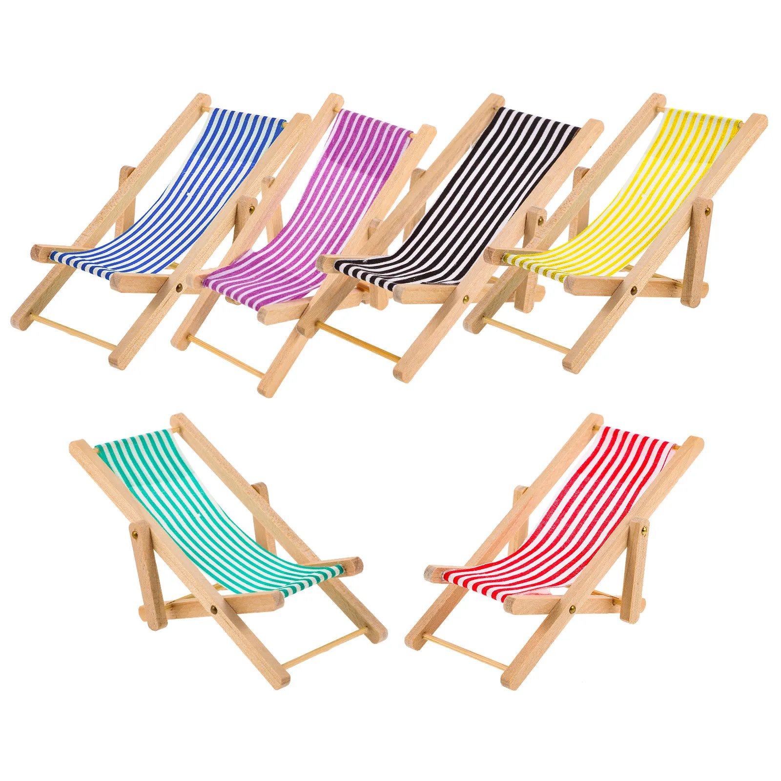 

Набор из 6 складных миниатюрных пляжных стульев для декора мини-домиков, безопасные, нетоксичные, для микроландшафта, мебель для кукольного домика
