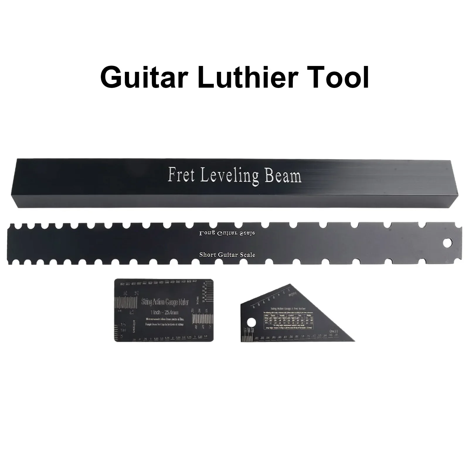 4pc Guitar Neck Notch Ruler Luthier Tools Guitar Neck Straight Edge Fret Leveling Beam Ruler Kit Set Stainless Steel