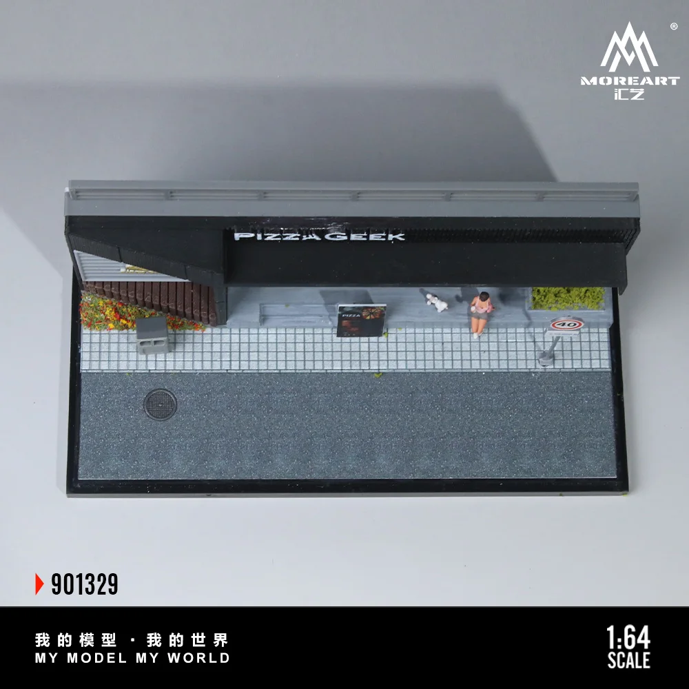 *予約注文*More Art 1:64 ピザショップシーンシミュレーションモデル、駐車場ジオラマ、ディスプレイ＆コレクション＆ギフト用