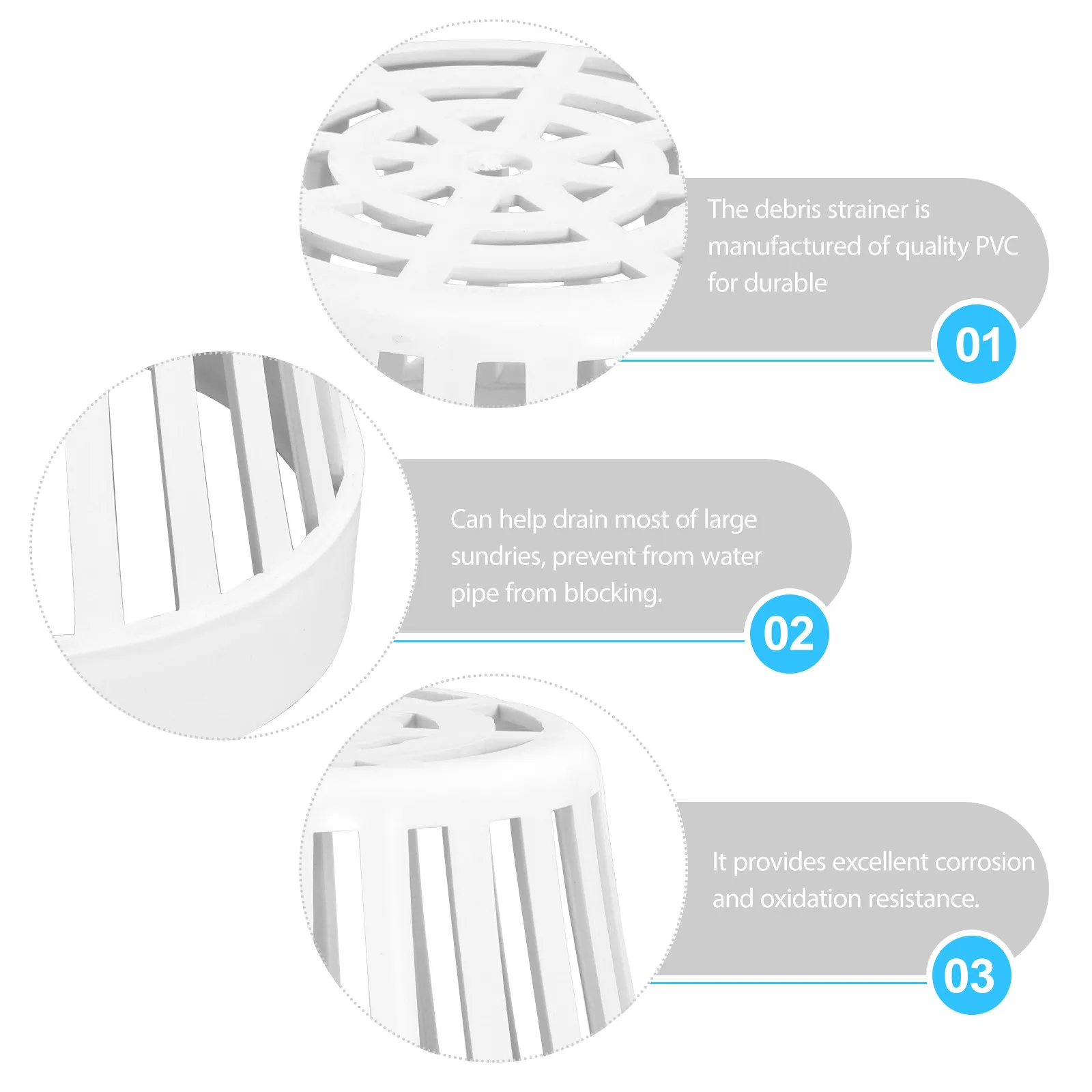 1Pcs PVC Drainage Pipe Breathable Lid Strong Stability Roof Floor Drain Filter Strainer Corrosion Resistant Rooftop Sink Filter