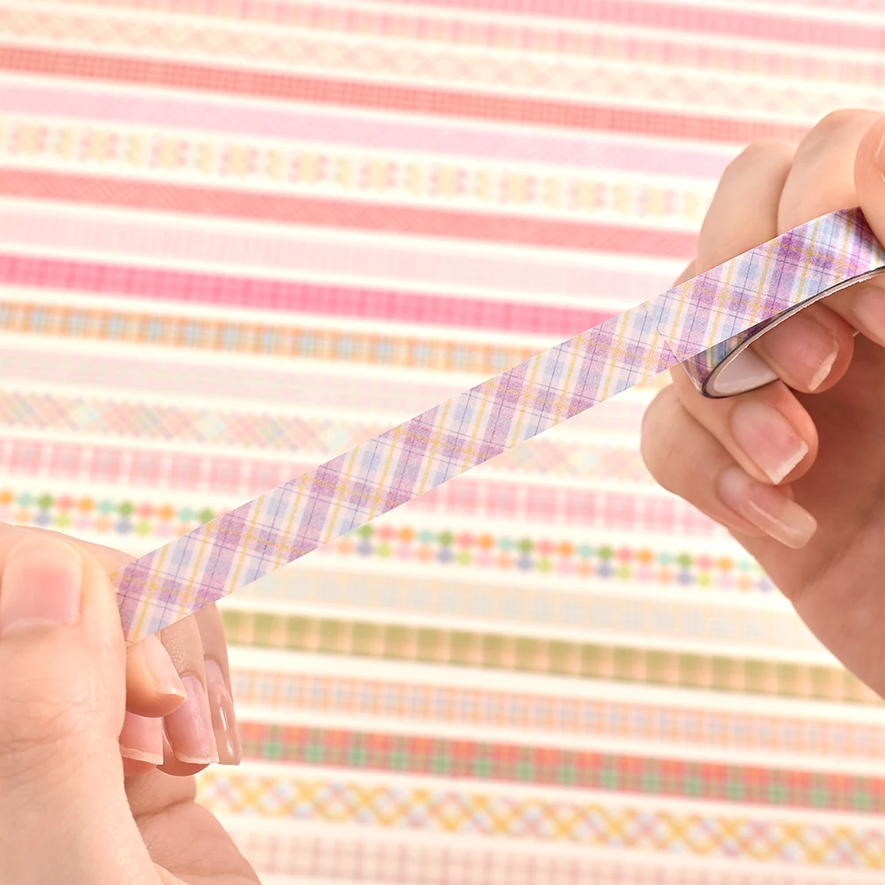 60 لفات من أشرطة اشي الكلاسيكية الملونة المخططة المزخرفة مجموعة أشرطة الإخفاء DIY بها بنفسك الحرفية المجلات سكرابوكينغ