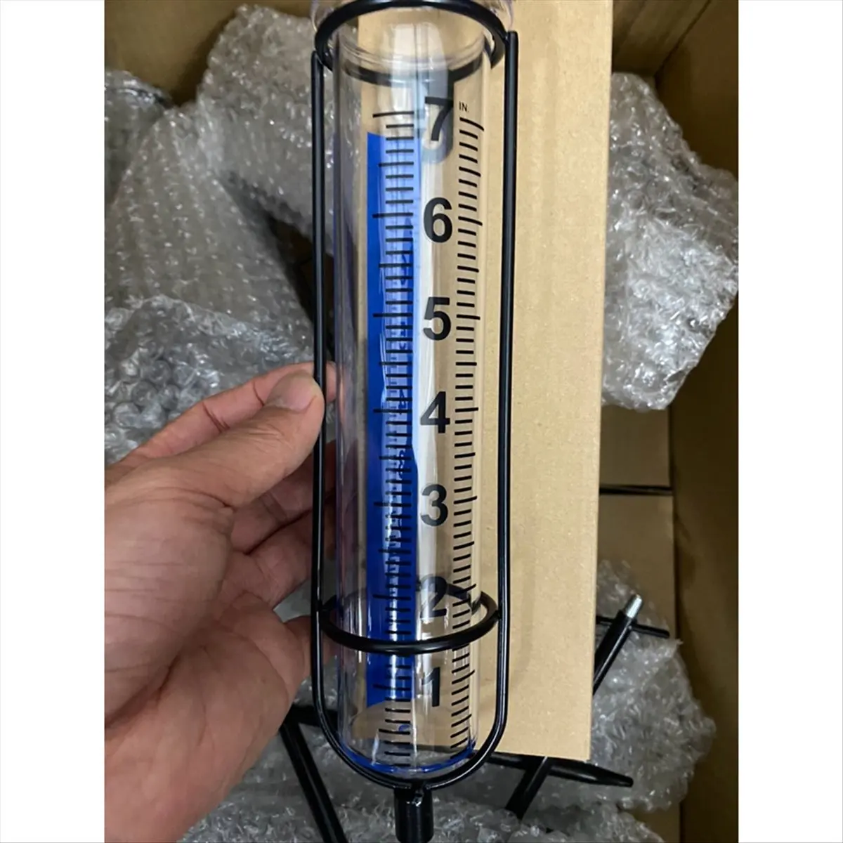 morning Rain Gauge, 7Inch Freeze Proof Rain Gauge Outdoor, Large Clear Numbers and Adjustable Height for Garden, Lawn and Farm