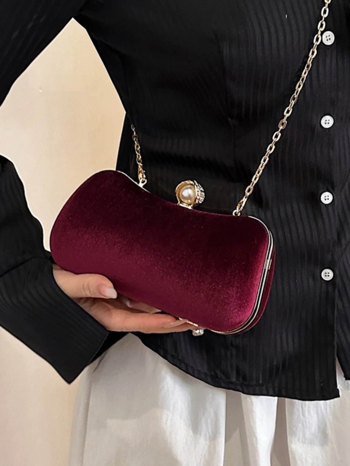 ハイエンド宴会クラッチバッグ女性のためのヴィンテージコーデュロイパーティーショルダーバッグライト高級グラデーションミニチェーンクロスボディ財布