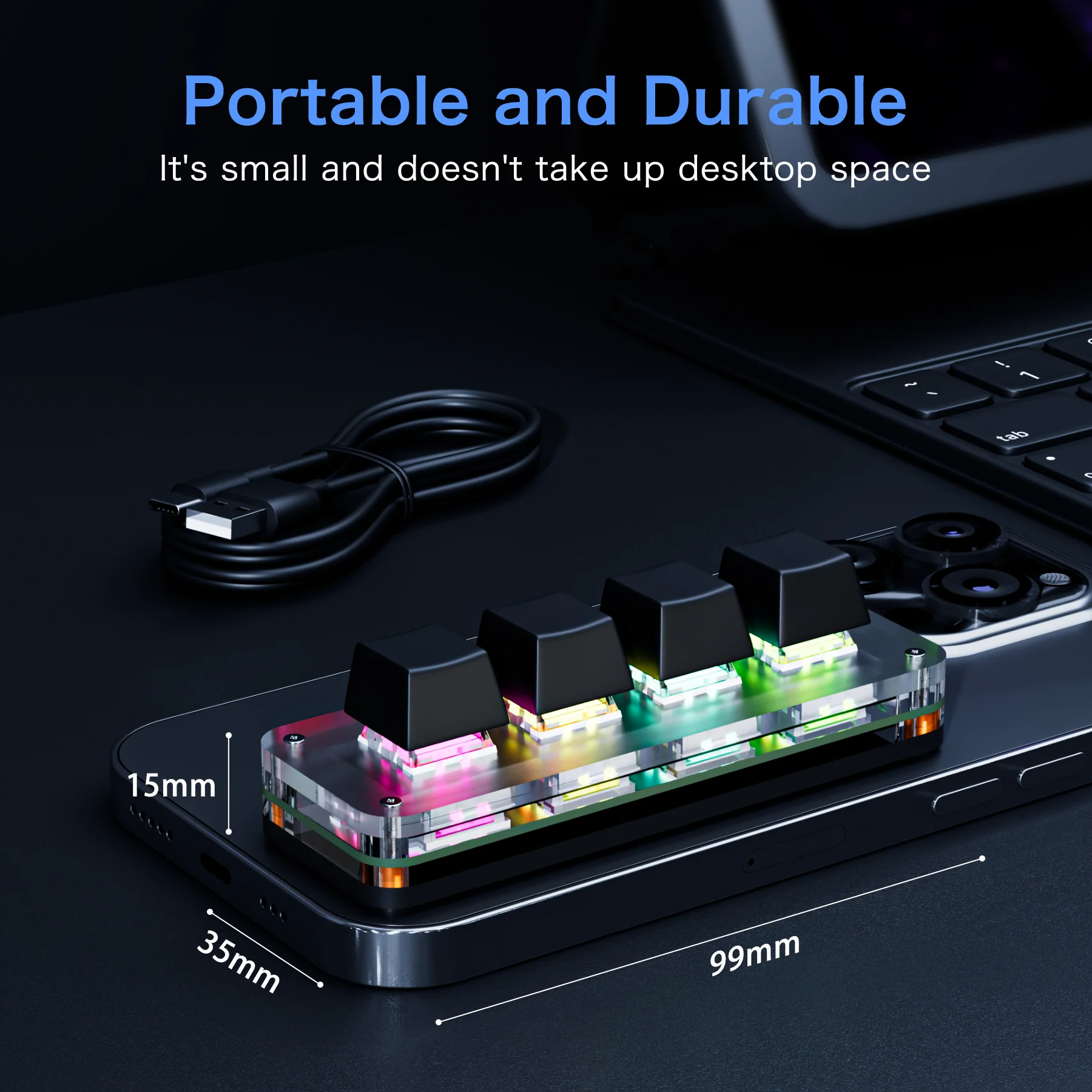 برمجة ماكرو لوحة المفاتيح الميكانيكية RGB ألعاب صغيرة مخصصة Macropad 4 مفاتيح لوحات المفاتيح ل PS نسخة لصق Hotswap لوحة المفاتيح USB السلكية #5