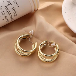1Pair Fashion Vintage C-shaped Geometric Earrings Temperament No Ear Holes Ear Clips for Women Party Birthday Gifts
