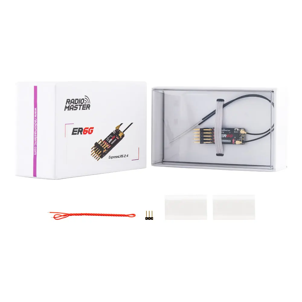 In Stock RadioMaster ER6G 6CH 2.4G Slim ExpressLRS CRSF PWM Dual Antenna RC Receiver With Telemetry Power For Glider