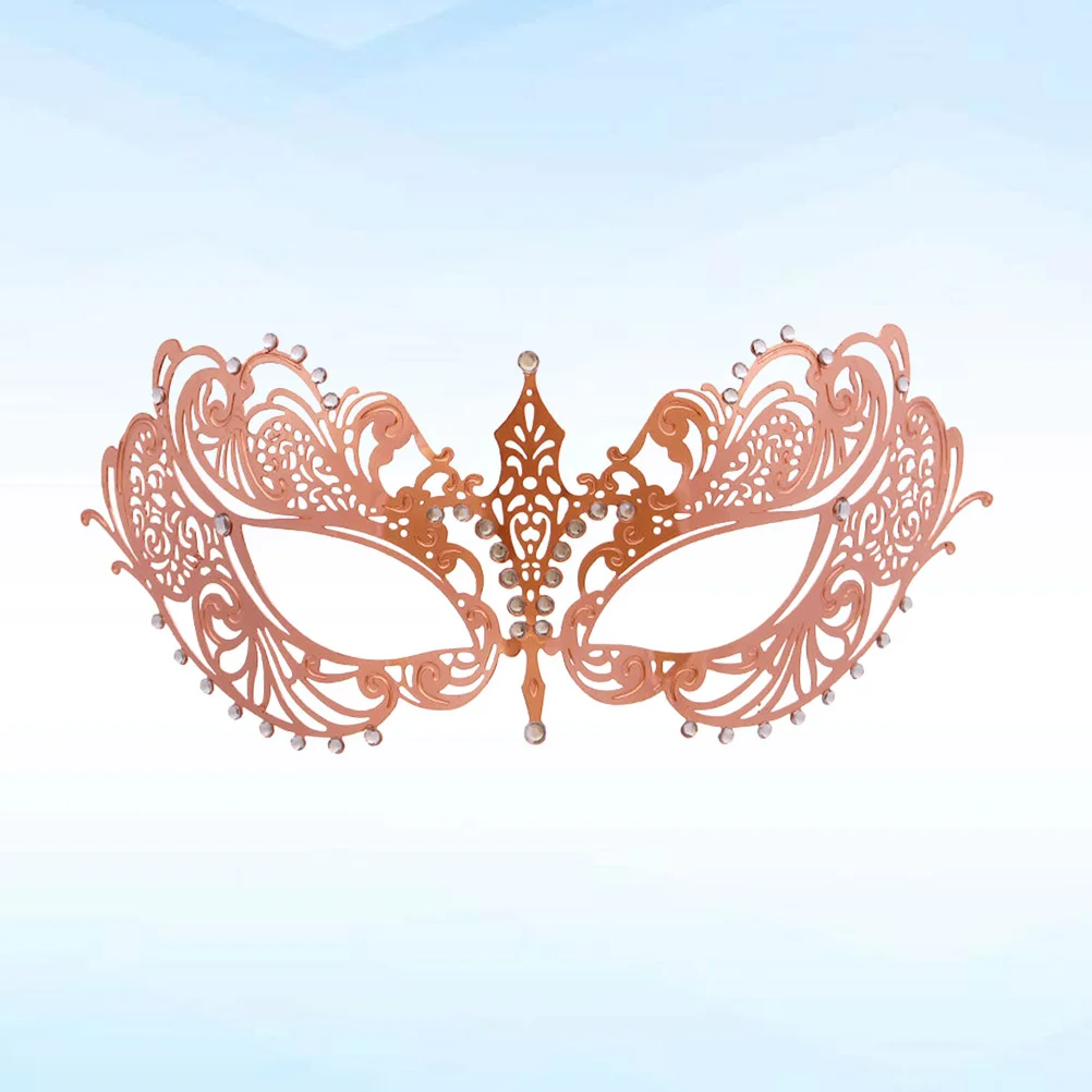 Half-face Mask Rose Gold Metal Inlaid Drill High-grade Mask Performance Props Party Supplies party mask