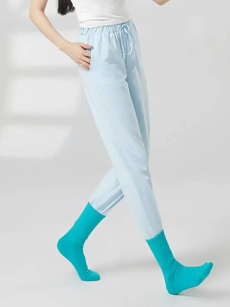 Pantaloni carota a vita alta in tinta unita per donna Pantaloni per costumi da performance con vestibilità ampia affusolata per danza classica per palcoscenico