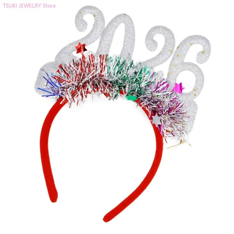 62KE 2026 السنة الجديدة عصابات رأس للحفلات يلمع عدد الشعر الديكور مهرجان الحدث جمع خلع الملابس اكسسوارات أغطية الرأس