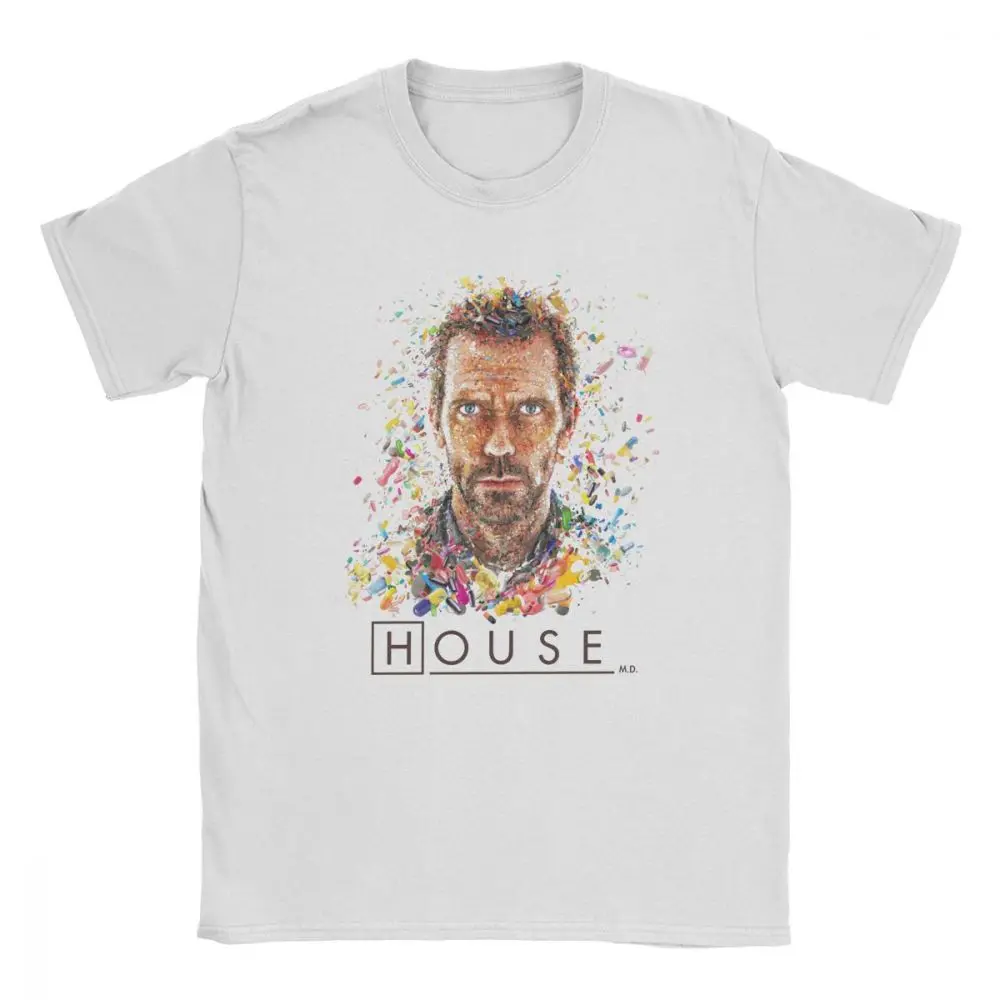 Printed Tee Shirt House MD Pills Funny T Shirts Men Hugh Laurie Short Sleeve Tops Graphic Cotton O Neck T-Shirt Plus Size Camisa