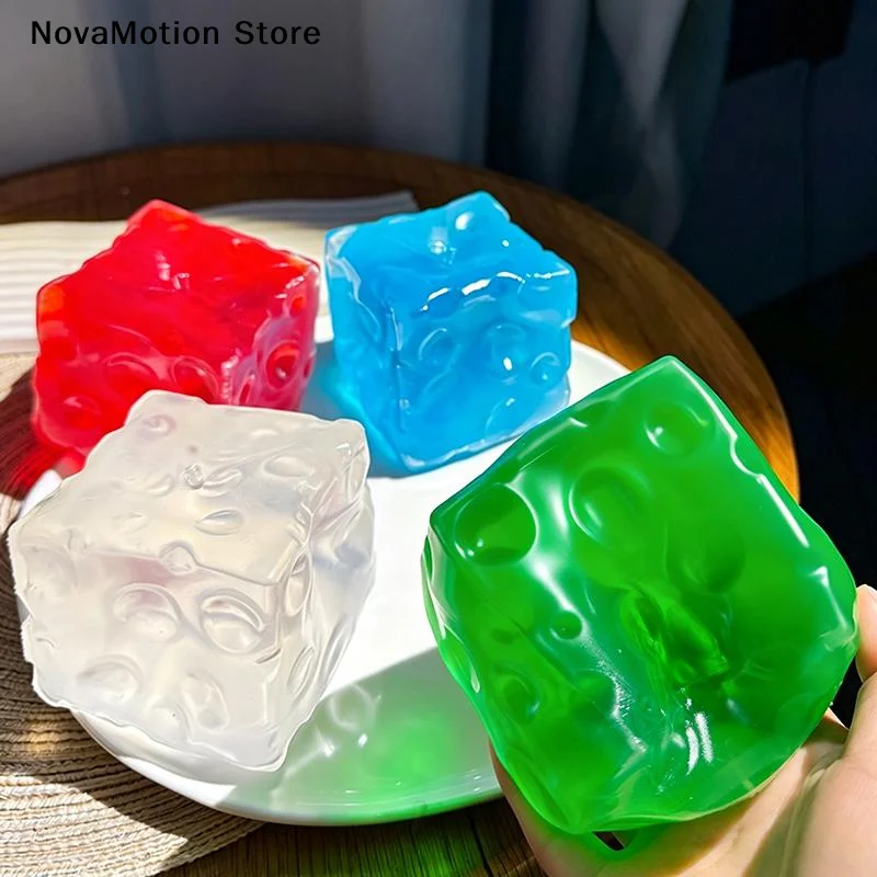 [NM]Coconut Oil Cheese Cube Stress Ball - Moldable Shapeable Non-Rebound Squeeze Sensory Fidget Toy For Stress Relief And Relax