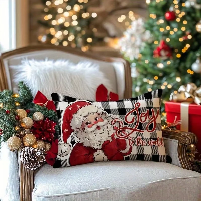 New Year Magic Santa Trees Snowmen Reindeer Pattern Single Printed Pillowcases Festive Design Christmas High Quality Decoration
