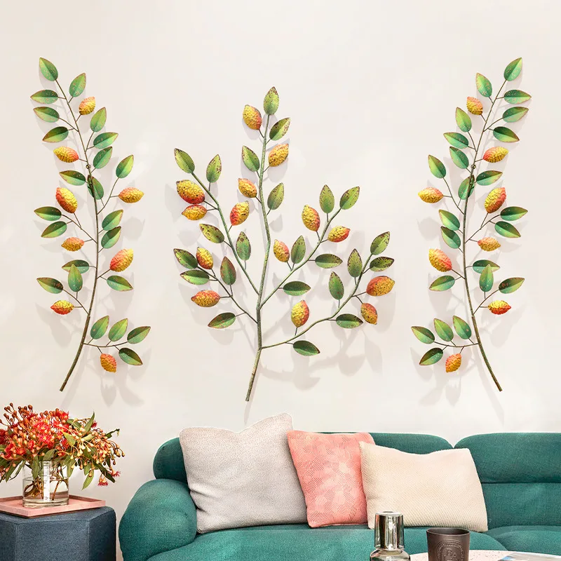 Pastoral restaurant B & B decoration pendant living room retro rural creative iron three-dimensional green plant leaf wall decor