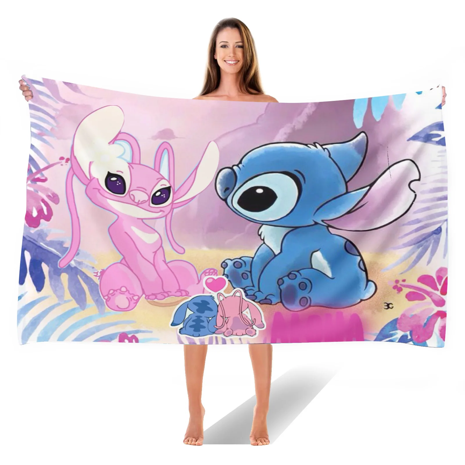 Lilo & Stitch Disney Quick Dry Microfiber Towels Women Boys and Girls Cute Room Decor Gifts for Kids Shower Large Beach Bathroom