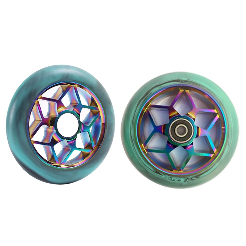 

110mm Scooter Wheels Replacement with Bearings Aluminum Wear-Resistant PU Stunt Scooter Parts Kick Scooter Accessories 2pcs/set