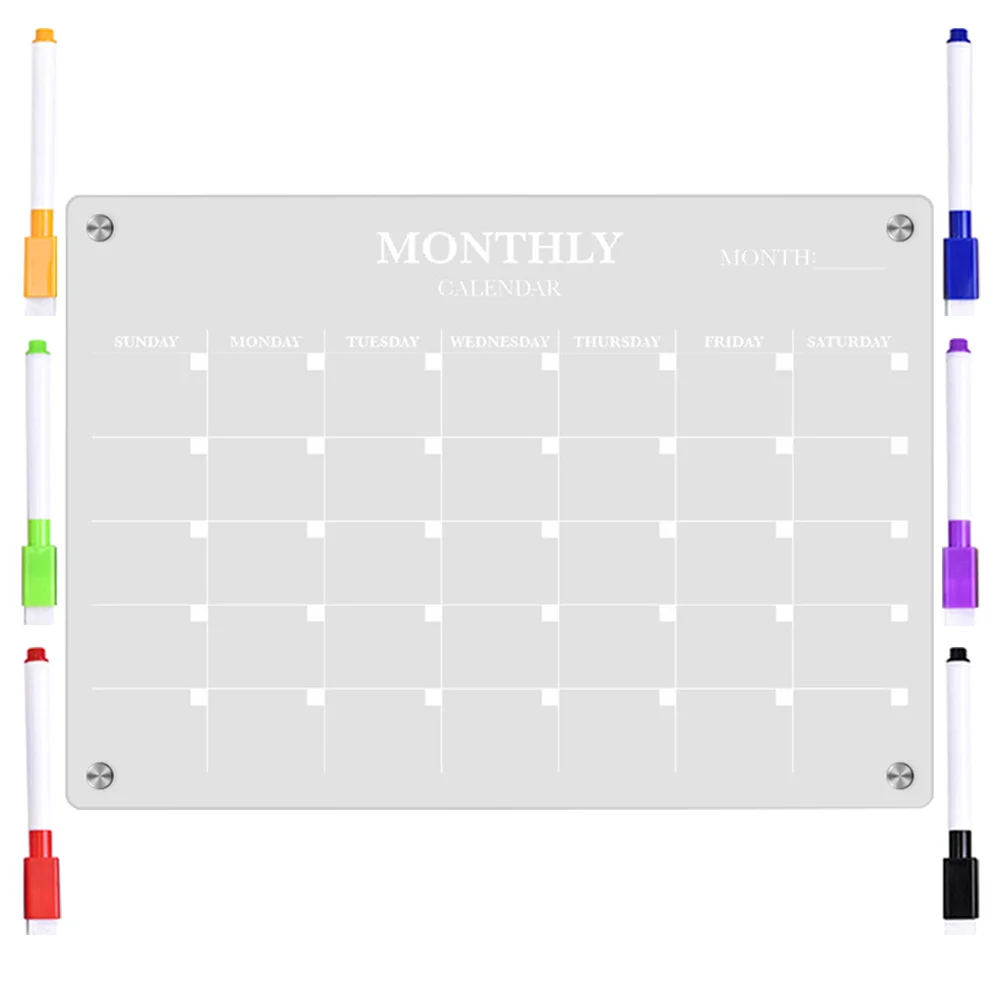 Imagem -02 - Calendários de Mensagens Magnéticas em Branco Acrílico Transparente com Placa Apagável a Seco para Geladeira Semanal de Parede