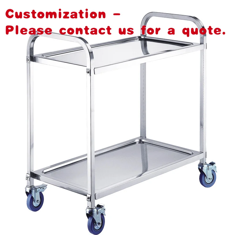 custom.Commercial Restaurant Mobile Stainless Steel Dining Cart Two-Three Layer Stall Push Cart Food Delivery Hotel FUJIANGE JET