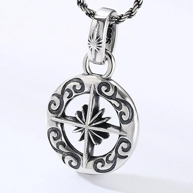 Imagem -05 - Sterling Silver Vintage Starry Leme Pendant Presente Elegante para Homens e Mulheres Novo Bocai-s925