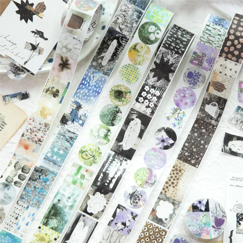 2,5x200cm Vintage Patchwork Washi Tape, mehrteilige, abgenutzte Muster für mehrschichtige Collagen im Journal-Stil.