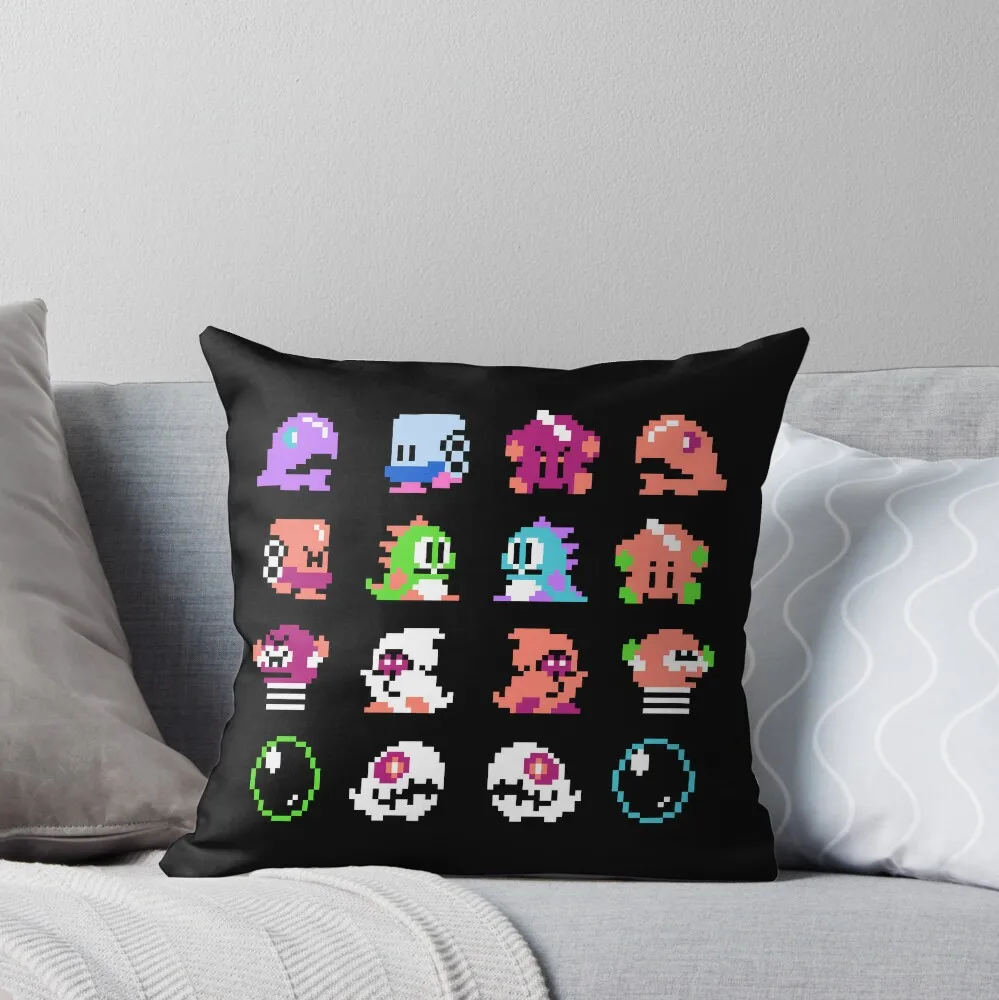 Retro computer game Bubble Bobble gaming geek gamer cute dragon Polyester Cushion Cover Decorative Pillow Case Cover for home