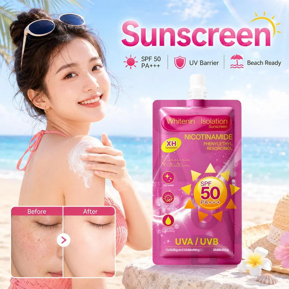 Sunscreen SPF50+ UV Radiation Protection Lsolation Moisturizing Brighten Face Body Arm Thighs Sunblock Skin Care Sunscreen Cream