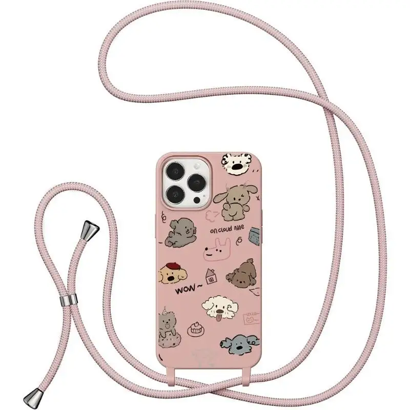 غطاء جرو مع حبل لهاتف آيفون 17 16 15 14 13Mini 12 11 Pro Max XR 7 8 Plus مع حزام غلاف مقاوم للصدمات غلاف ناعم #2