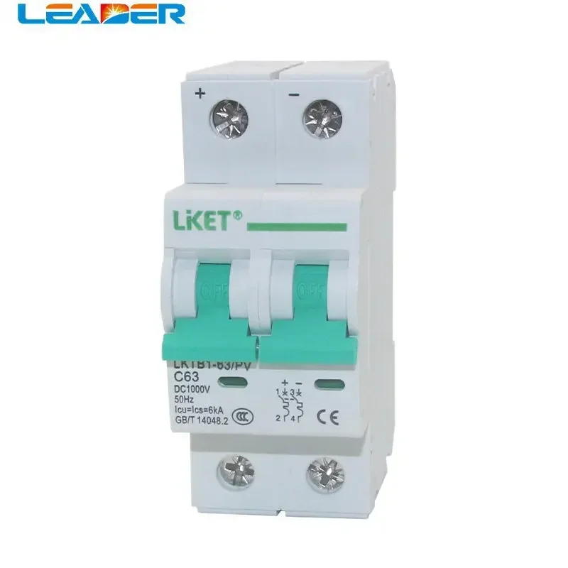 

LEADER SOLAR 1 Pcs 2 Pole 32A 50A 63A DC440V MCB AC Circuit Breaker Solar Energy Photovoltaic (pv) Solar Dc Switch