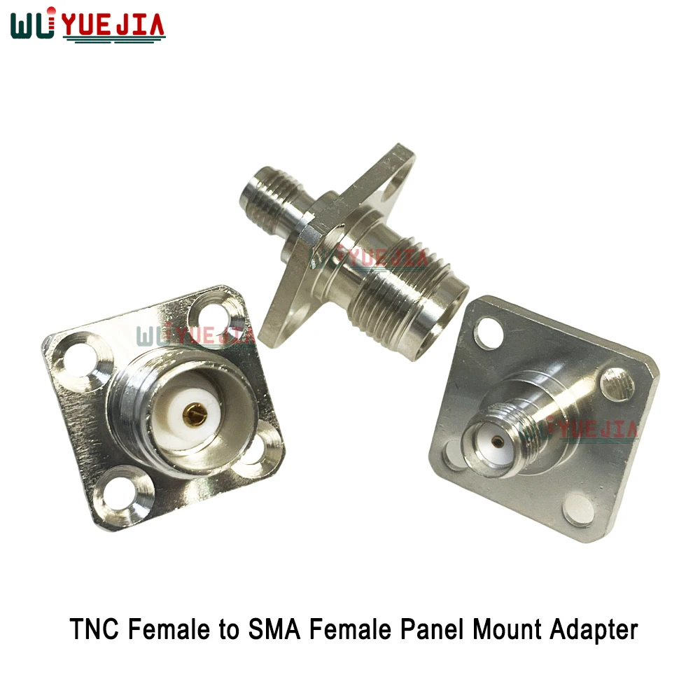 1Pcs Connector TNC Female Jack to SMA Female Jack Panel Mount 4-Hole Flange 50 ohm Adapter for Wireless Antenna and RF Equipment