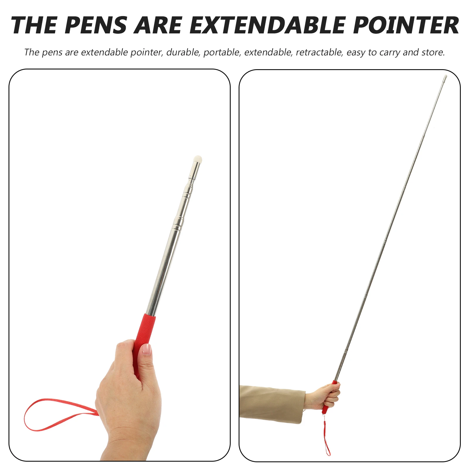 

Whiteboards Pointer Pen Presenter Classroom Teaching Retractable Hand Extendable Red Telescopic Office