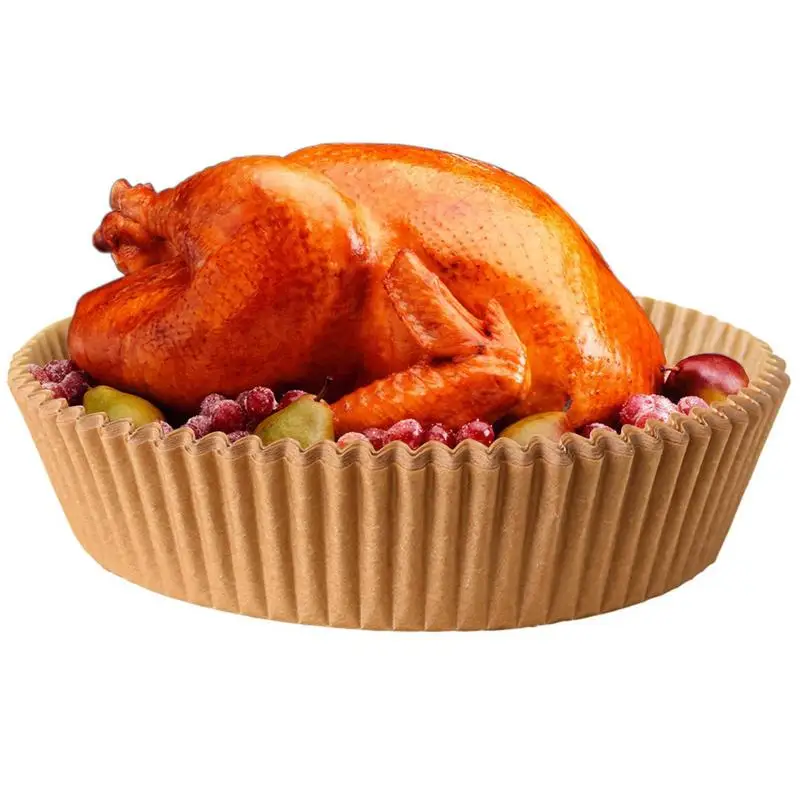 Бумажная круглая аэрофритюрница, вставка для духовки, силиконовая масляная бумага, смазка и водонепроницаемые антипригарные вкладыши для корзин для выпечки и приготовления пищи