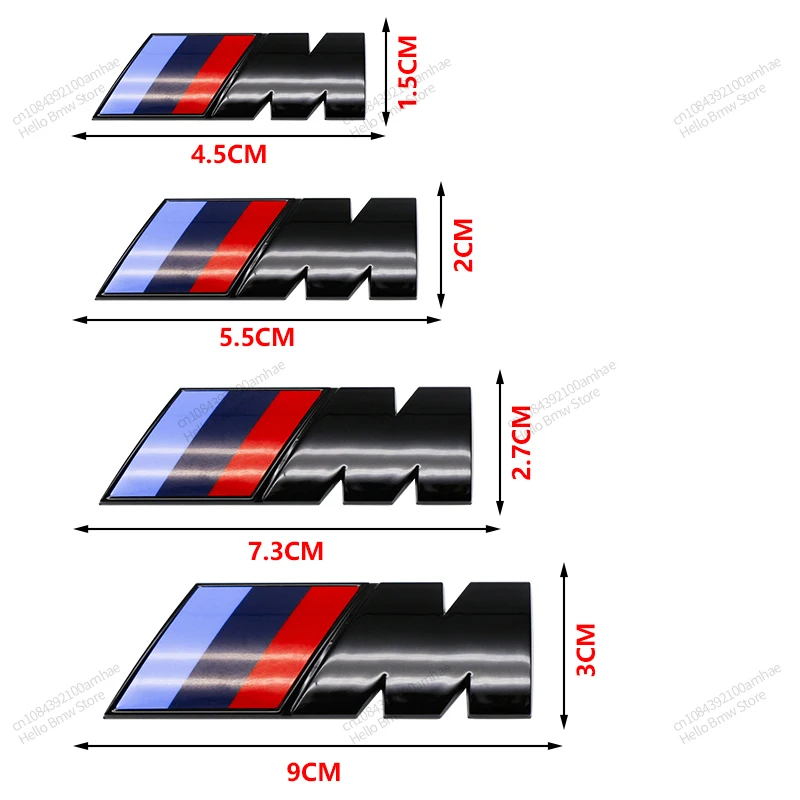 BMW M 로고 펜더 엠블럼 배지, 후면 트렁크 배지, 1 3 5 7 시리즈 X1 X3 X5 X6 M 스포츠 스티커, 자동차 액세서리 스타일링