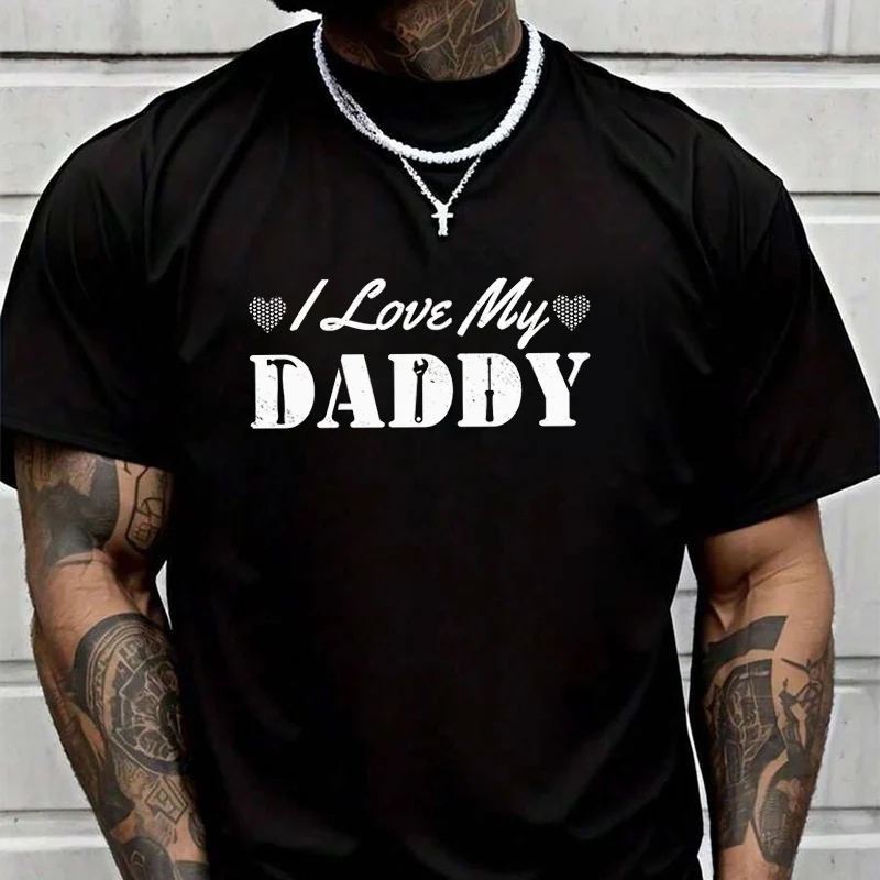 

Fathers Day I Love My Creative Print T Shirt Summer Short-sleeved Casual Tee Men Women Streetwear Loose T-shirt