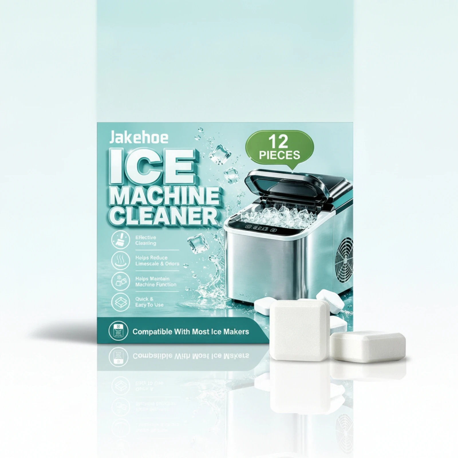 12 Pieces Ice Maker Cleaner Tablets Tablet Form Ice Maker Cleaning Tablets Descaler Citric Citric-Based Fresh-Tasting