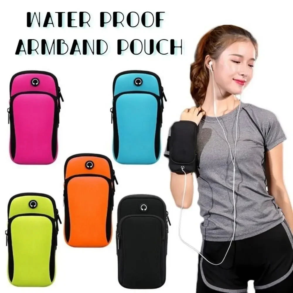 Robuste Neopren-Sportarmband-Telefonhülle, atmungsaktives Mesh, Schwarz, Blau, Grün, Armtaschen, wasserdicht, mit Headset-Loch, universell