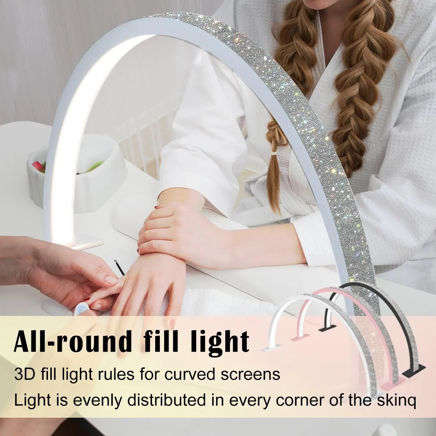 Half Moon Light For Nail Desk, Half Moon Nail Lamp With 3 Color Modes, 29In 39W Nail Tech Lamp, 3000K-6000K Nail Table Lamp,