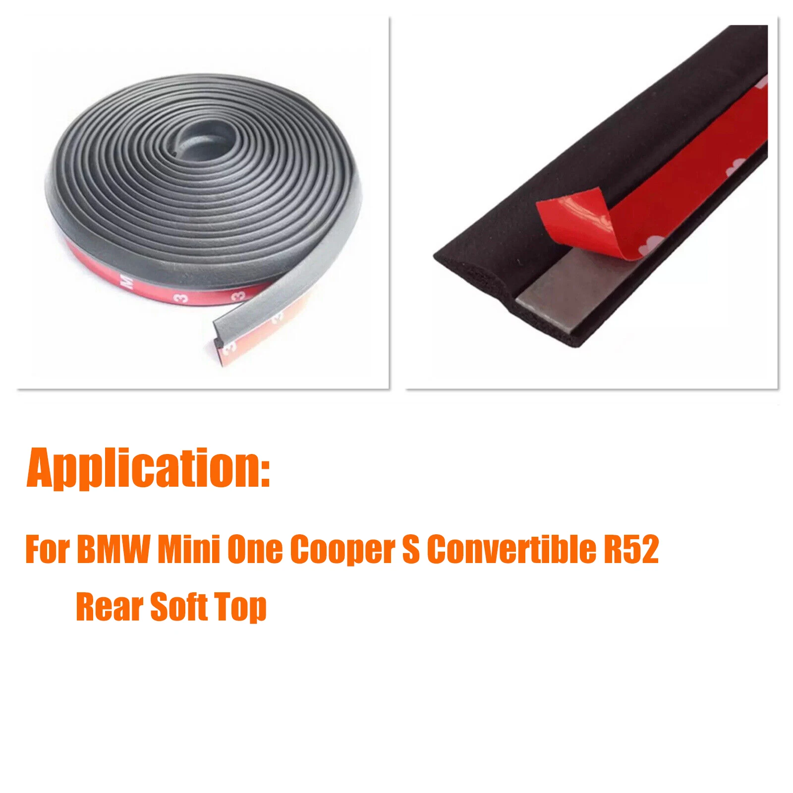 For BMW Mini One Cooper S Convertible R52 (2001-2006 ) Rear Soft Top Roof Weather Seal Repair Kits Self Adhesive