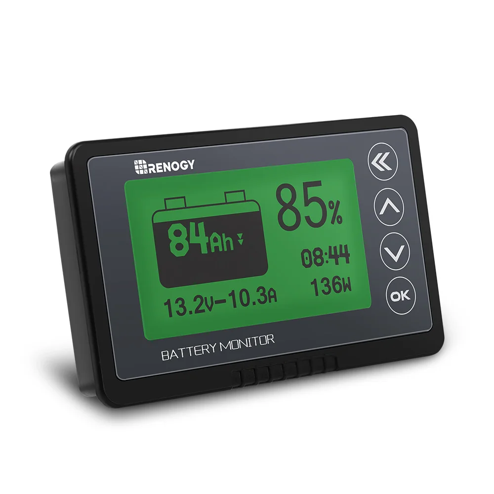 Renogy 500A Battery Monitor with Shunt, High and Low Voltage Programmable Alarm, Voltage Range 10V-120V