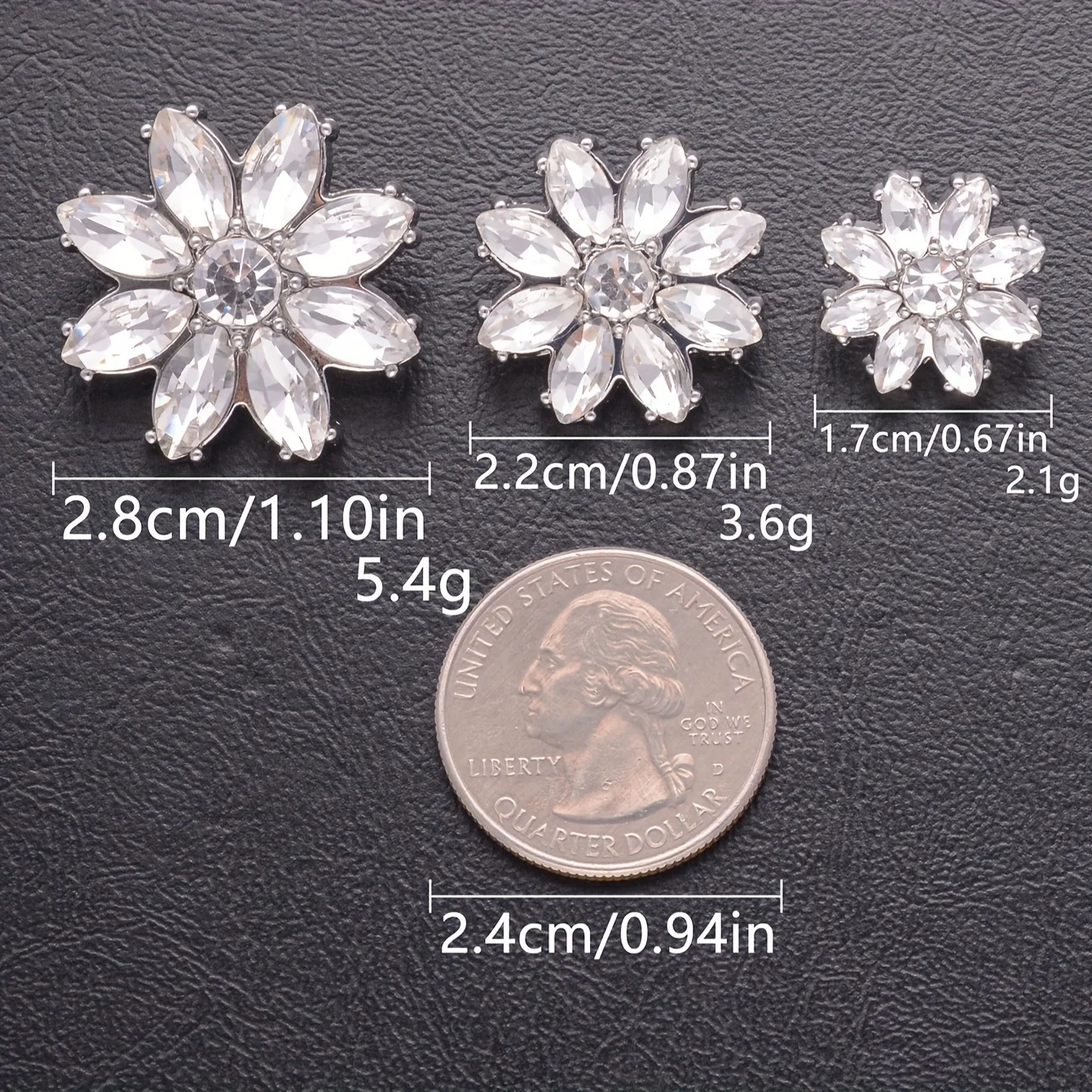 4/8 قطعة أزرار خياطة معدنية فضية سميكة على شكل زهرة كريستال Mariquesa متألقة فاخرة للملابس مجوهرات ذاتية الصنع