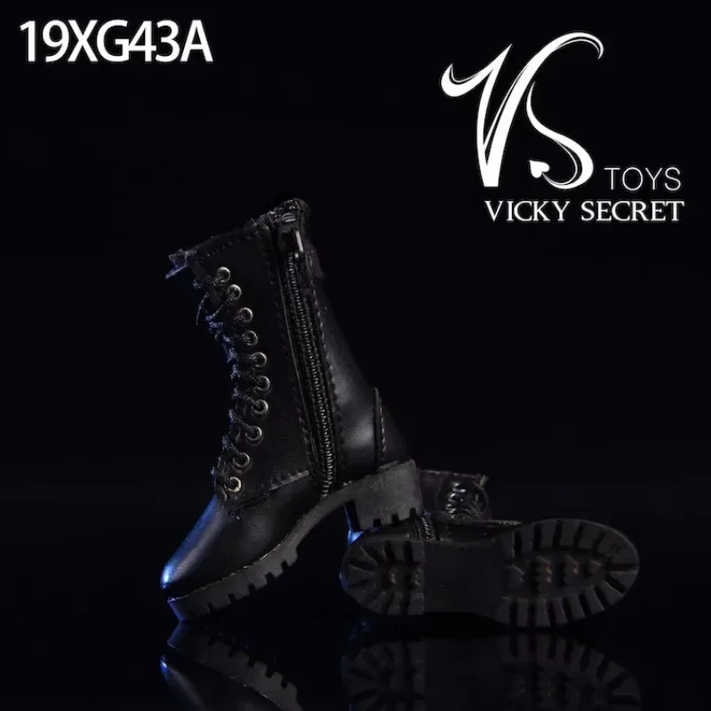 1/6 Scale Female Hollow PU Leather Boots with Zipper Above Ankle High Boots Model for 12" Soldier Action Figure Doll Toys