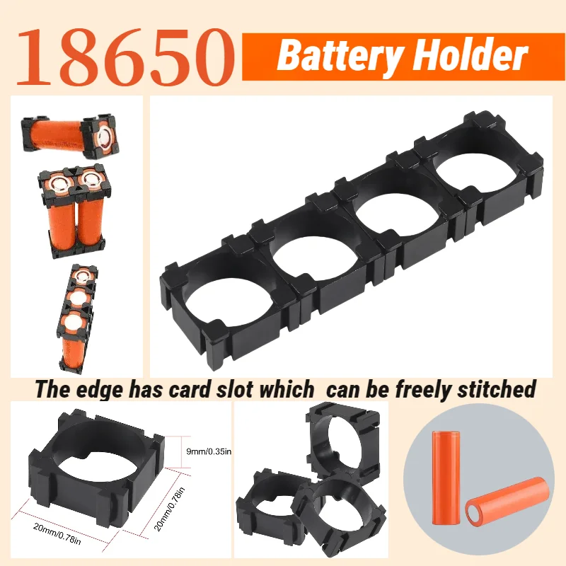

18650 Battery Holder Plastic Bracket DIY Battery Pack Stand Cylindrical Cell Spacer Secure Fixing for Rechargeable Batteries