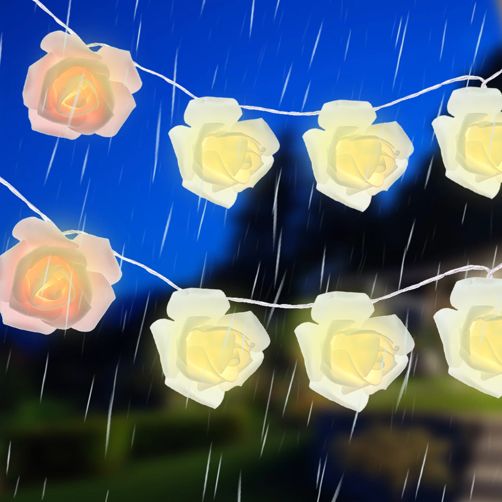 

1pc Led Rose Flower String Lights 3M Usb Powered Warm Lights For Festival Party Decoration Indoor Outdoor Rose Lamp Decor