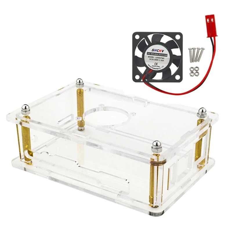 for Case for Orange 5 with Cooling Fan Heat Dissipation Enclosure Clear Acrylic Motherboard Cover Radiator