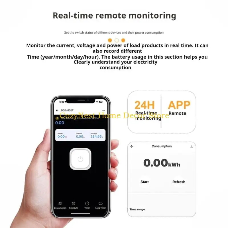 92MF WiFi Intelligent Circuit Breaker Voltages Current Meter Protectors 1-63A Rail DIN Remote Voice Control Circuit Breaker