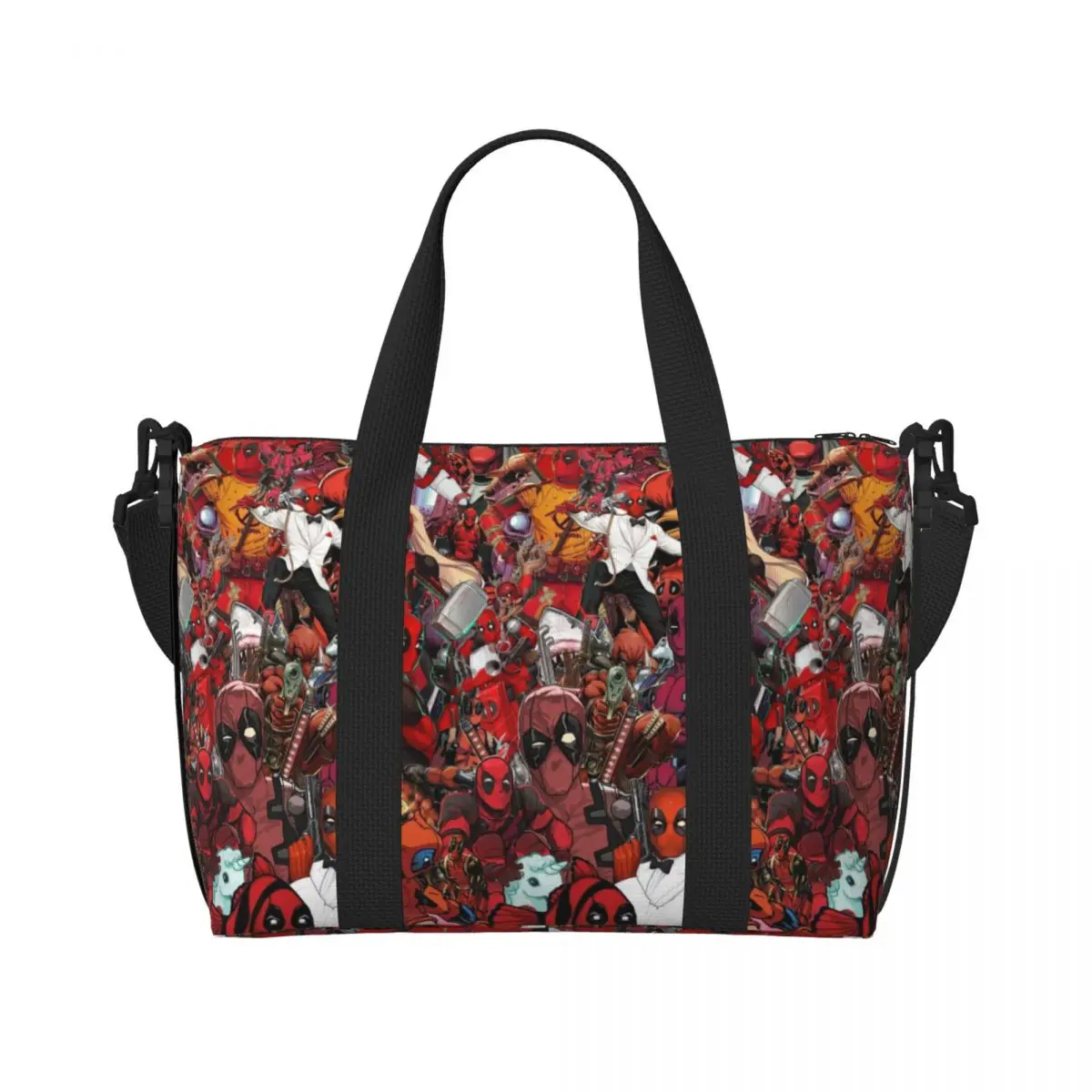 Custom Spidypool Wallpapers Tote Bag Women Large Capacity Deadpool Beach Gym Shoulder Travel Bag